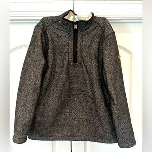 Orvis Men's 1/4 Zip Gray Pull Over Fleece Shepera  Lined Pocket Outerwear size M